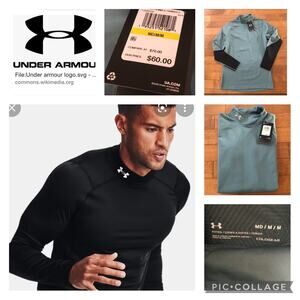 NWT Under Armour ColdGear® Compression Mock neck green & black size medium